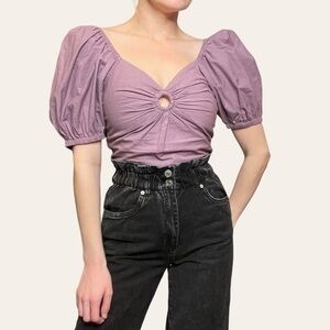 Sim & Sam Elderberry Puff Sleeve Crop Top ✨